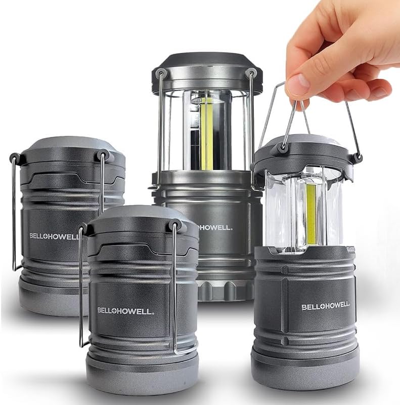 BELLHOWELL 4 Pk Multipurpose Camping Lanterns for Power Outage, Emergency Home Failure, Collapsible, Battery Powered, Extremely Bright LED Lights, Lightweight & Easy to Carry, Waterproof IP65 - Image 1